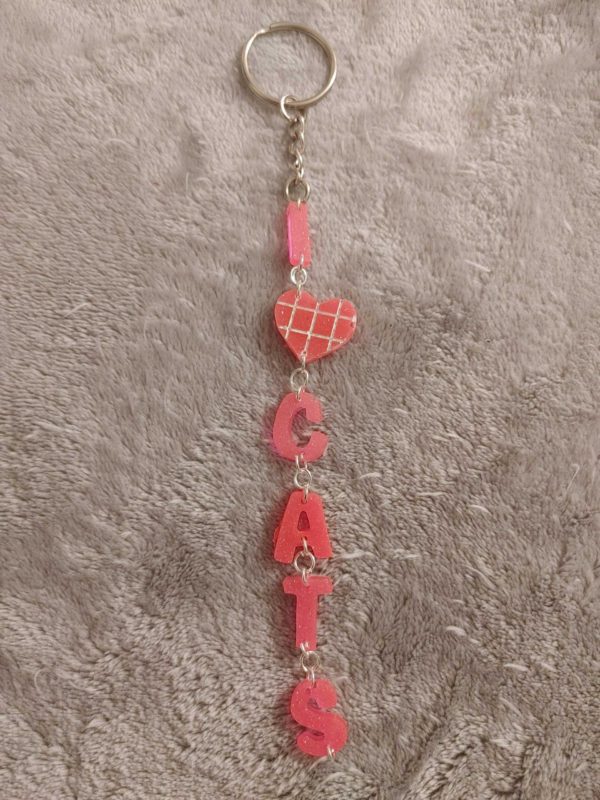 I 'Heart' Cats Pink 'Spell it Out' Glow-in-the-Dark Resin Keychain