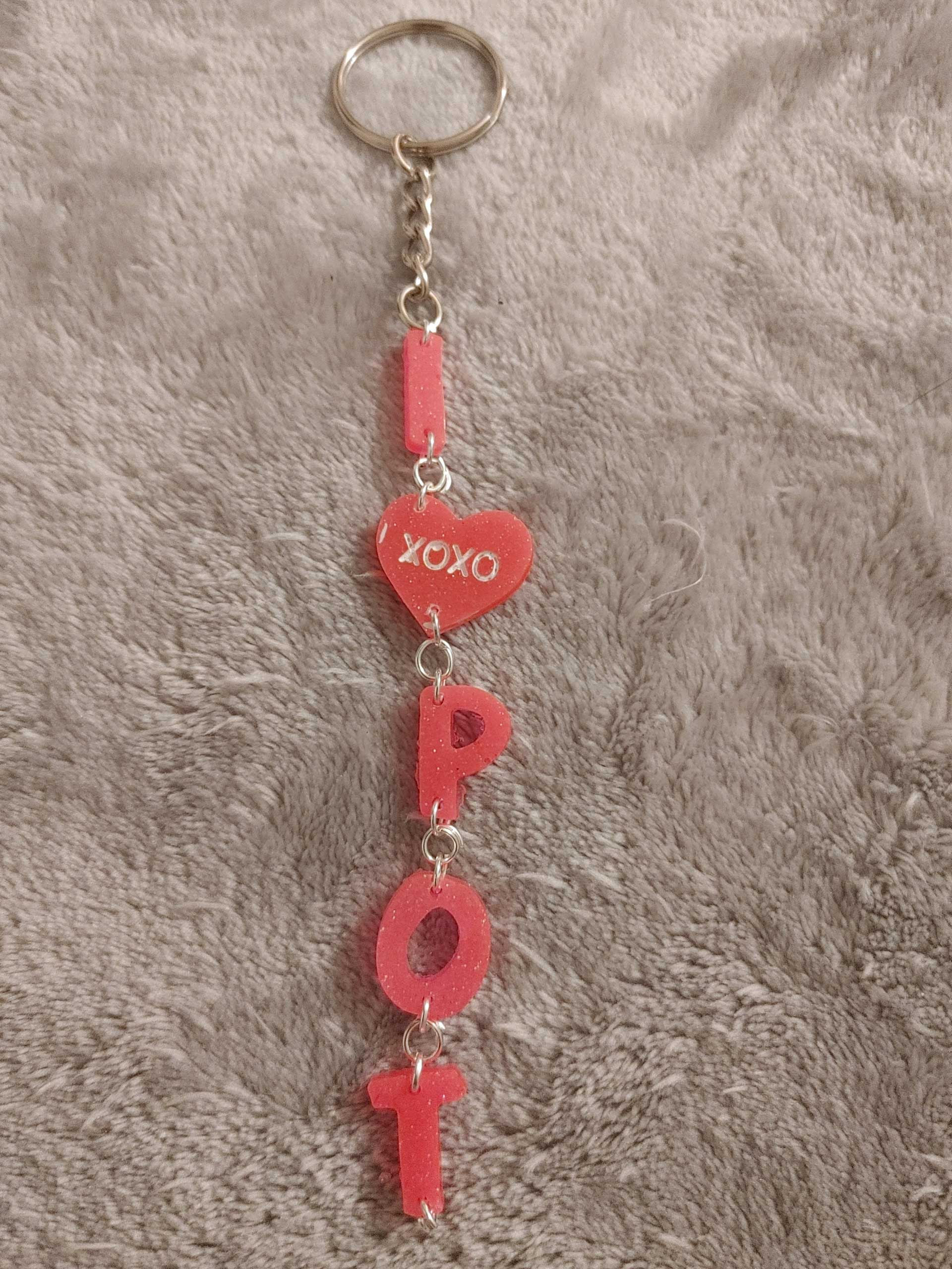 I 'XOXO Heart' Pot Pink 'Spell it Out' Glow-in-the-Dark Resin Keychain