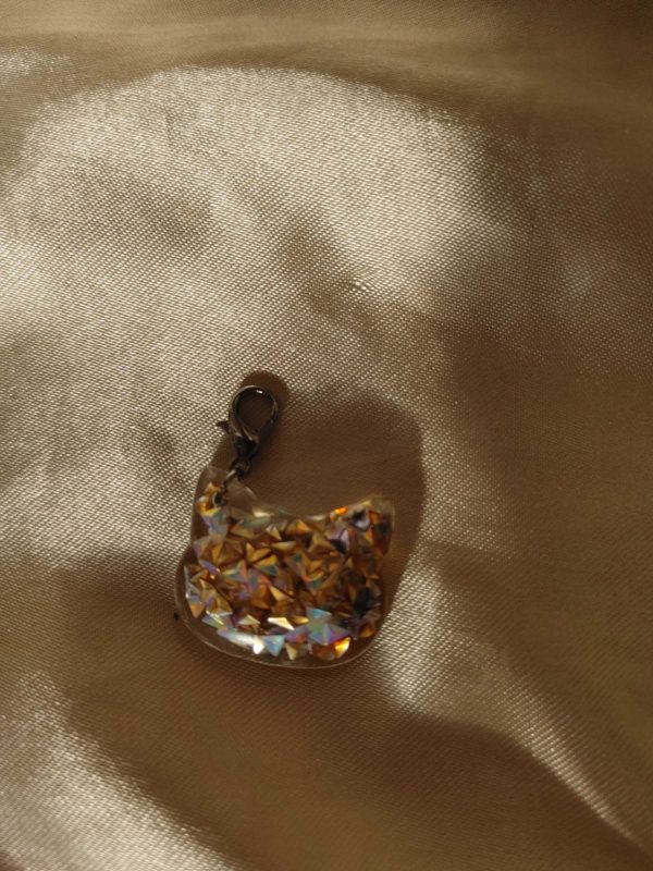 Kitty Head 3D Triangles Glitter Charm/Pendant/Keychain Fob/Zipper Pull