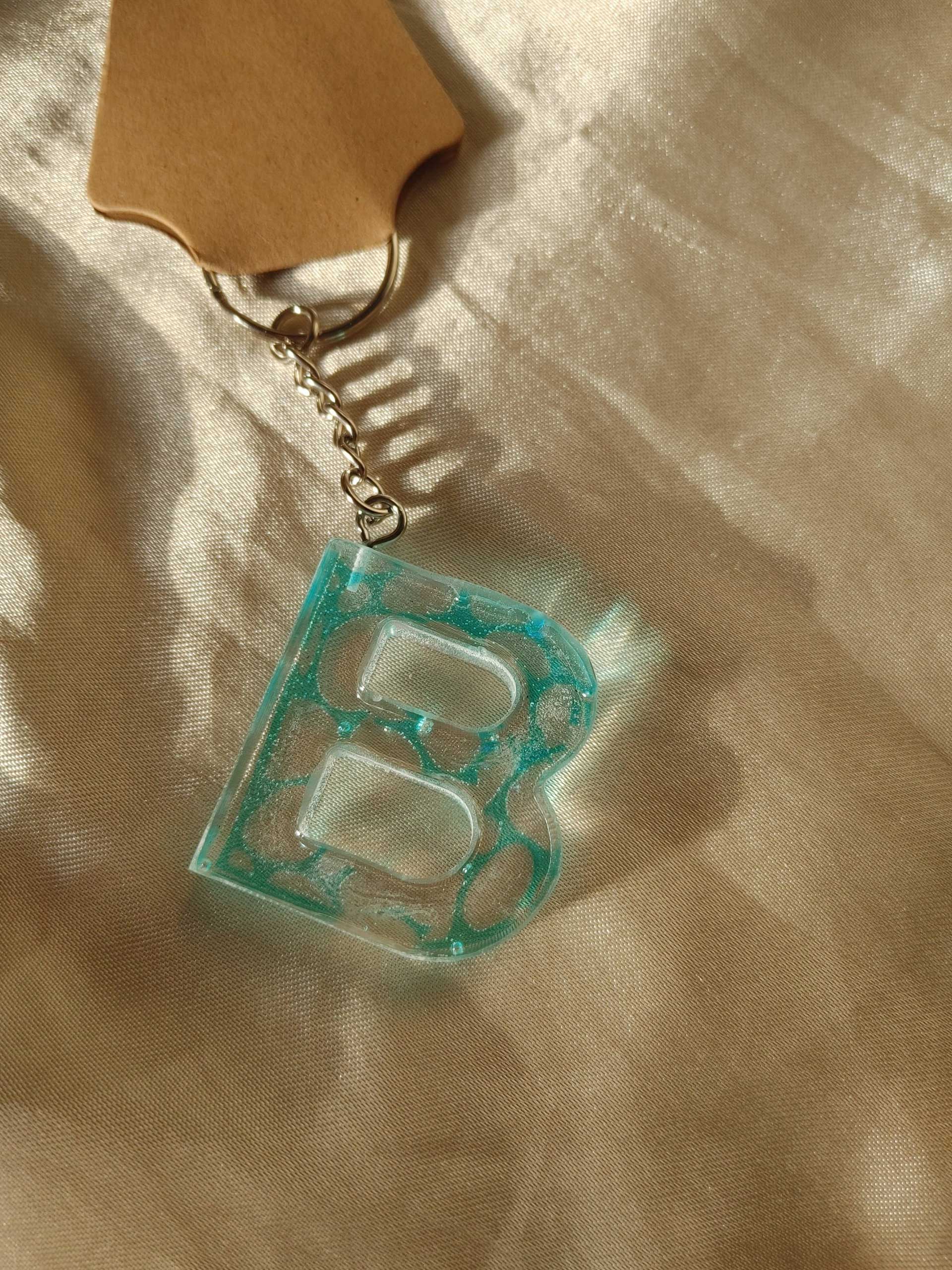 Letter B Blue 'Water Reflection' Keychain