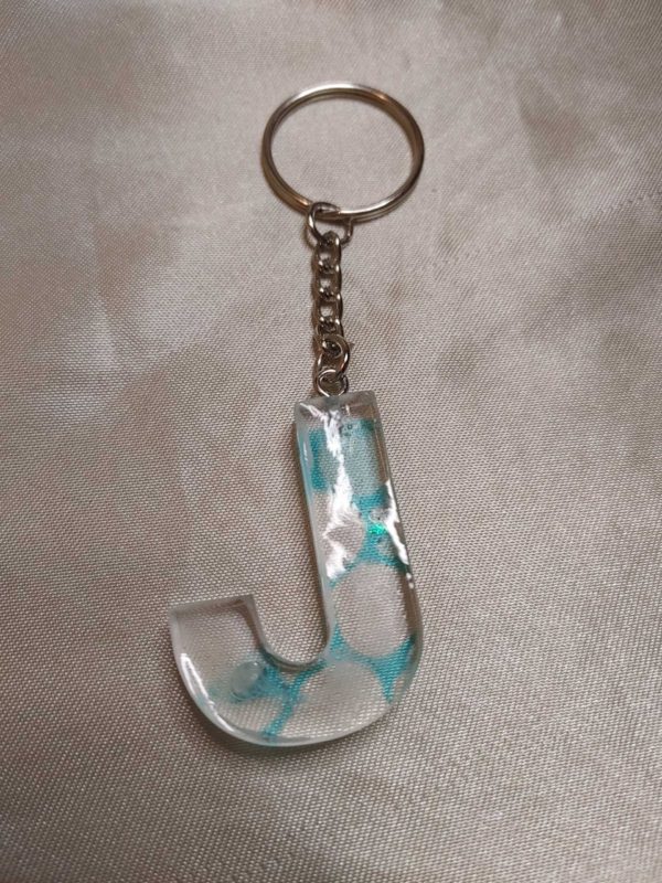 Letter J Blue 'Water Reflection' Keychain