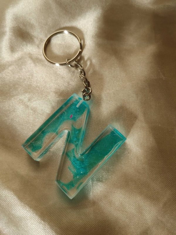Letter N Blue 'Water Reflection' Keychain