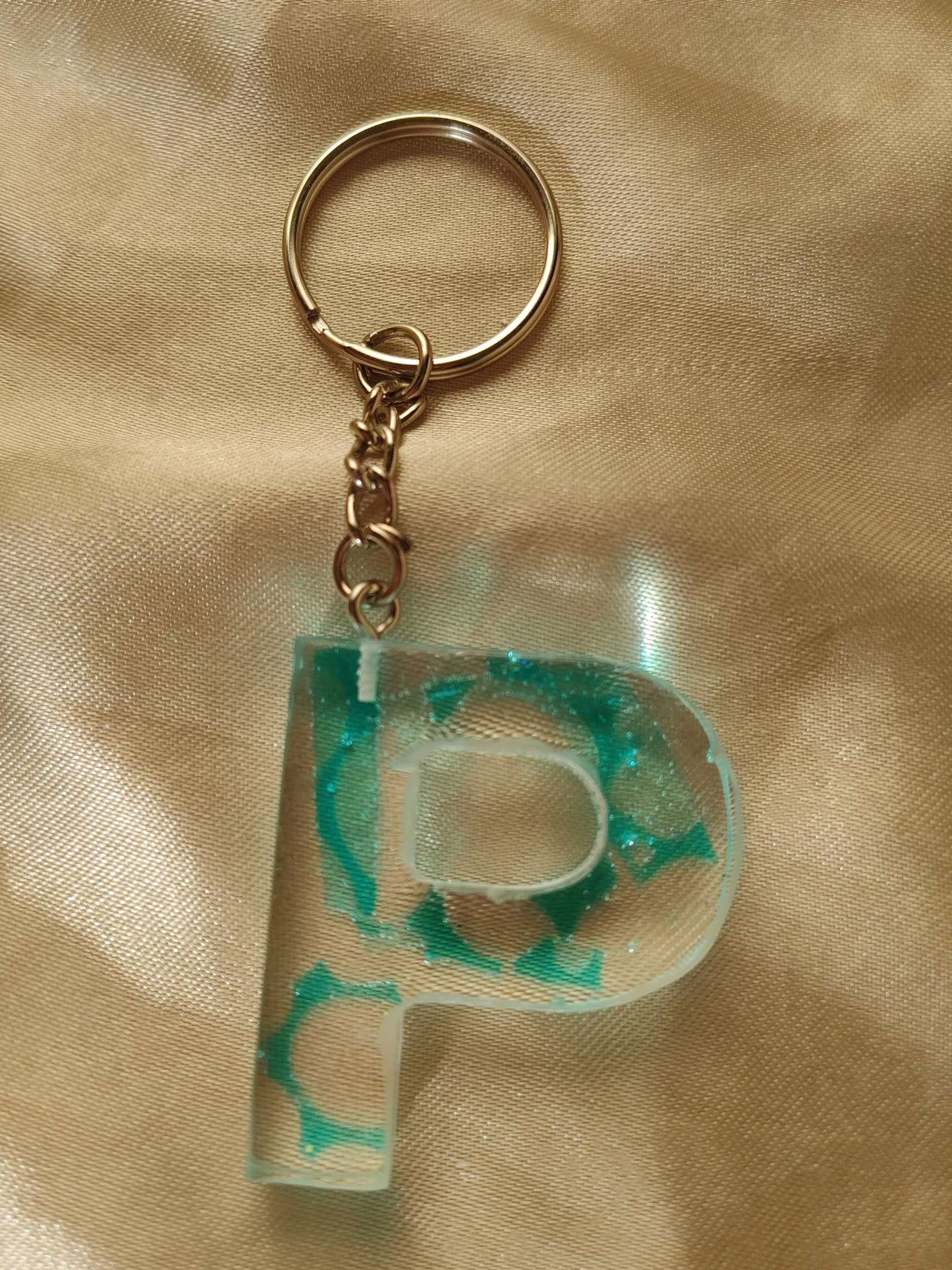 Letter P Blue 'Water Reflection' Keychain