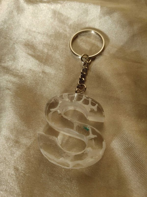 Letter S White 'Water Reflection' Keychain