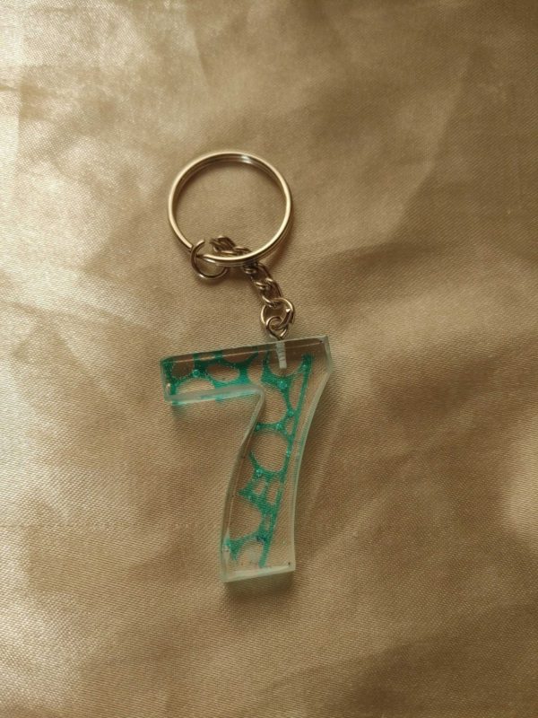 Number 7 Blue 'Water Reflection' Keychain