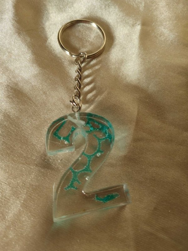 Number 2 Blue 'Water Reflection' Keychain