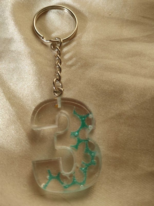 Number 3 Blue 'Water Reflection' Keychain