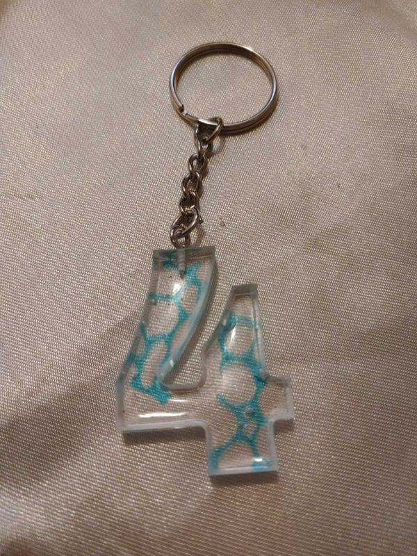 Number 4 Blue 'Water Reflection' Keychain