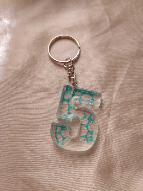 Number 5 Blue 'Water Reflection' Keychain