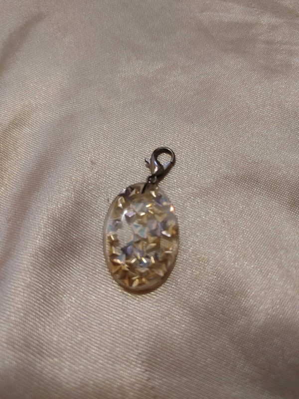 Oval 3D Triangles Glitter Charm/Pendant/Keychain Fob/Zipper Pull