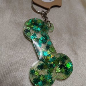 Dopey Dick Green Marijuana Leaf Pretty Penis Keychain Style 2