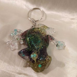 Frog & Bug Mosses/White Glitter Keychain
