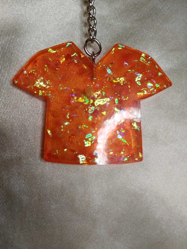 T-Shirt Orange/Orange Holographic Flakes Keychain