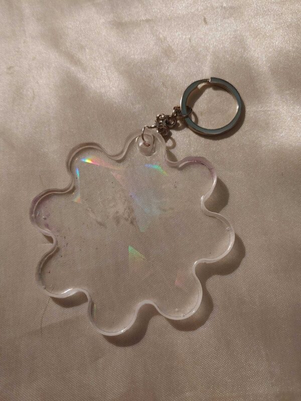 Flower Power Clear Holographic Keychain