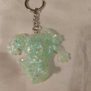 Frog & Bug Green Glitter Keychain