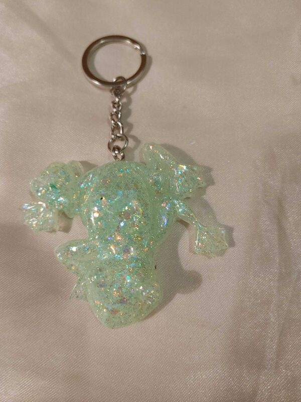 Frog & Bug Green Glitter Keychain