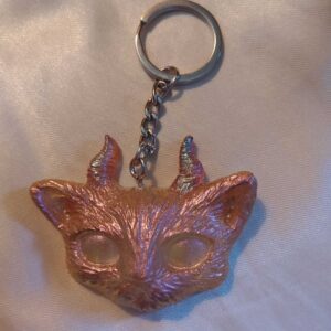 Horned Space Eyed Cat Champaign/Galaxy Keychain