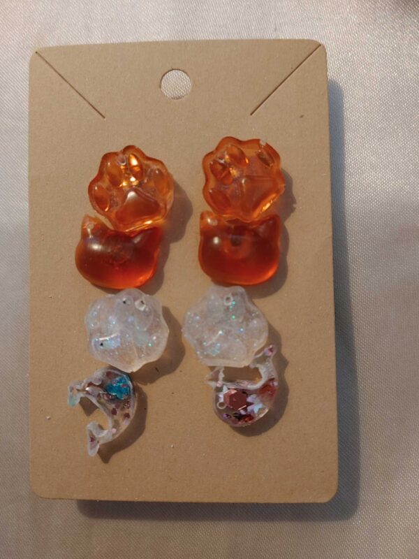 4 Pack Animal Theme Silver Tone Post Stud Earrings