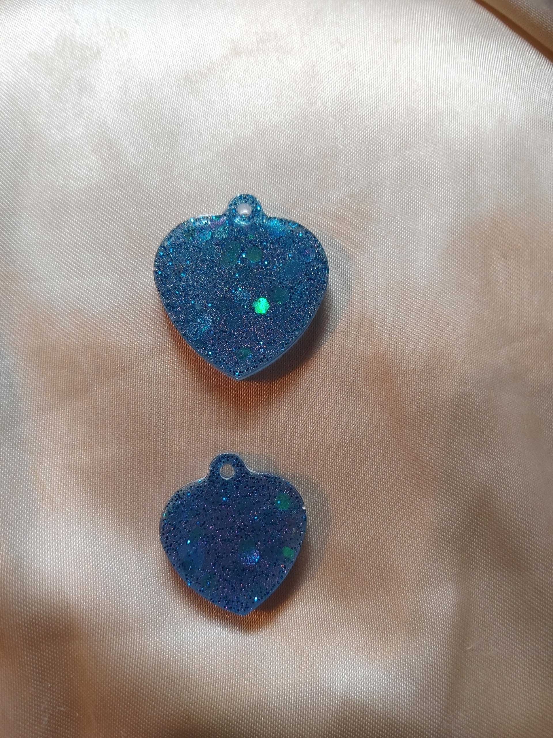 Heart Blue Glitter (S/M) Collar Tag