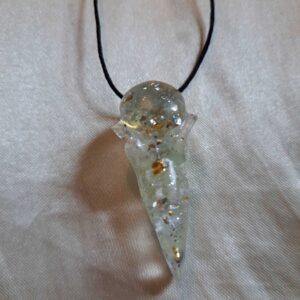 Steam Punk Bird Skull Gold/Silver Flakes Adjustable Black Cord Necklace