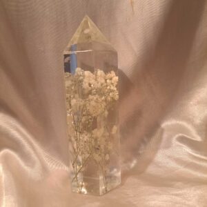 White Flowers "Crystal" Ornament/Paperweight