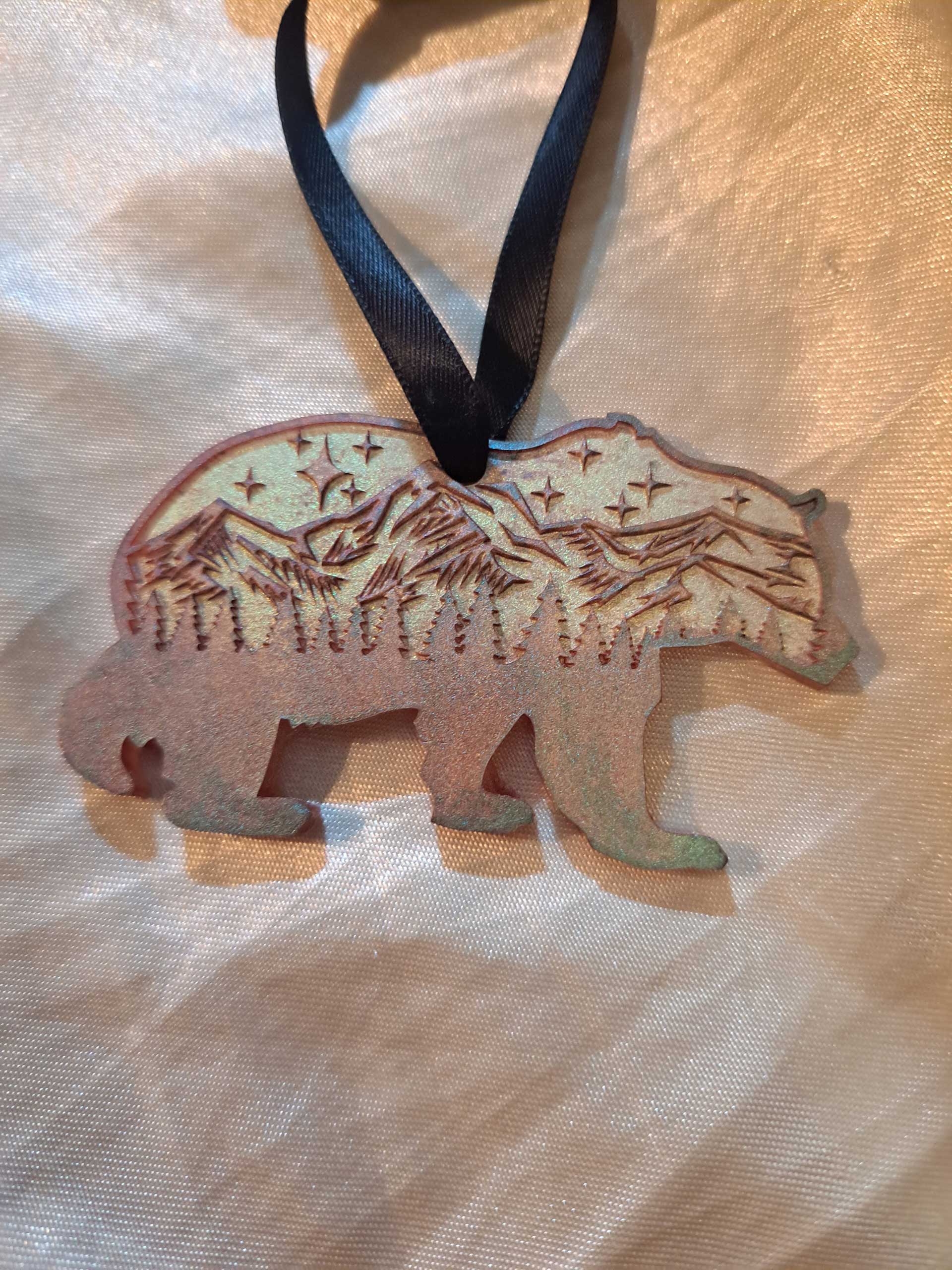 Bear Galaxy/Gold Mountain Scene Hanging Ornament