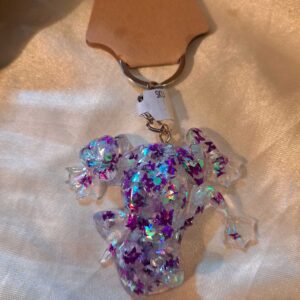 Frog & Bug Clear Purple/Silver Butterfly Glitter Keychain