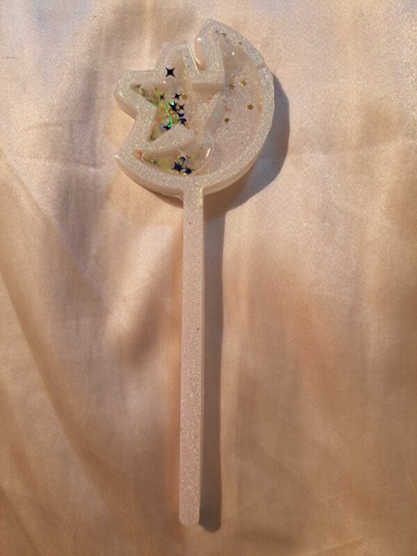 Moon/Star Olive Yellow Moon Silver/Blue Star Glitter Shaker Wand