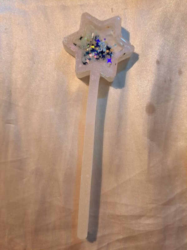 Star Pearled White Silver/Blue Star Glitter Shaker Wand