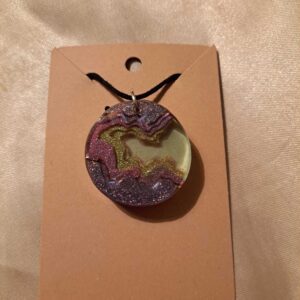 Round Clear Grape/Galaxy/Gold Layered Black Adjustable Cord Necklace