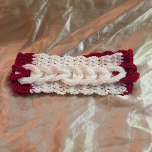 3D Linked Chain Red/White Adult Crochet Headband