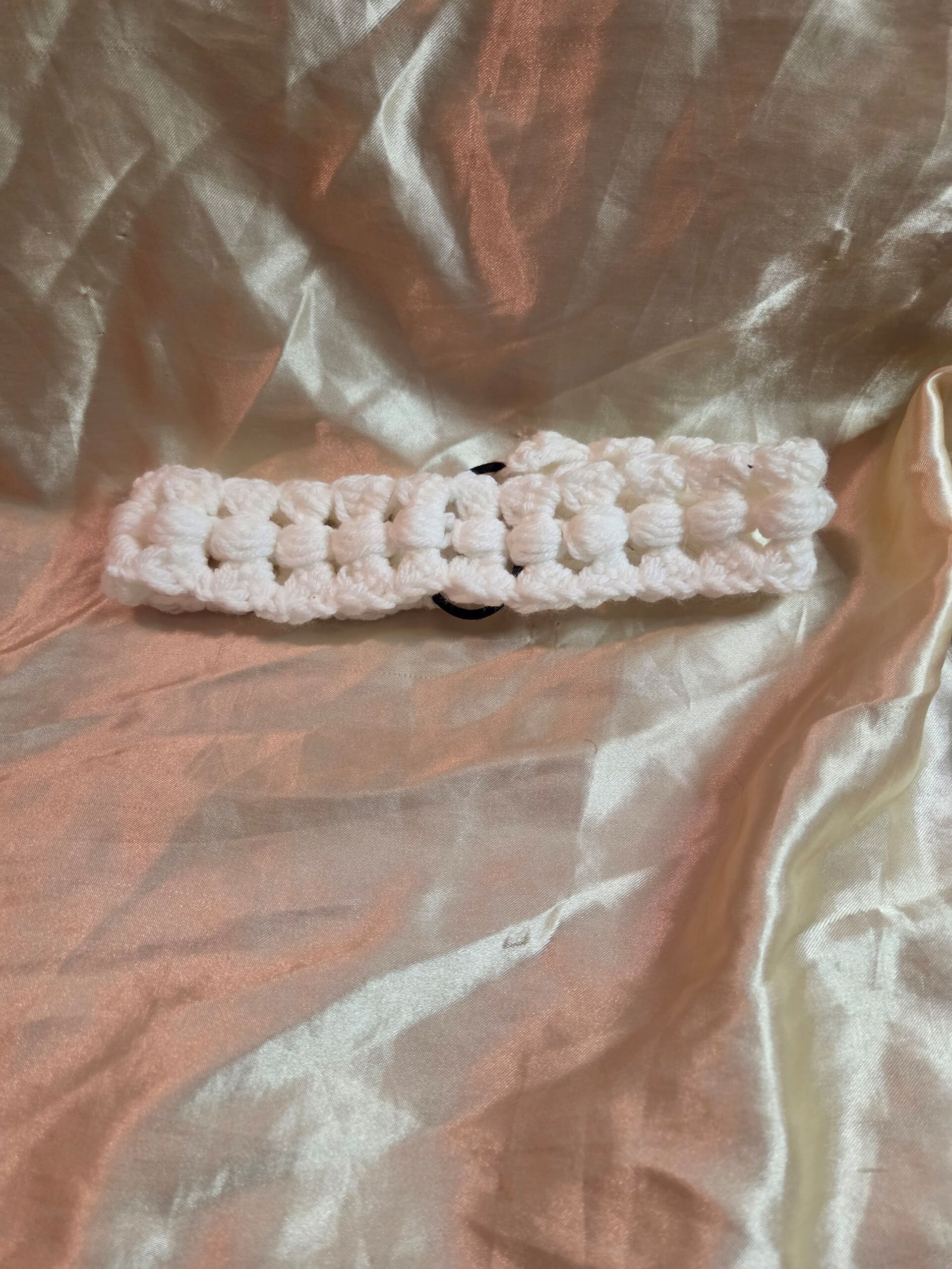 Tufted White Adult Crochet Headband