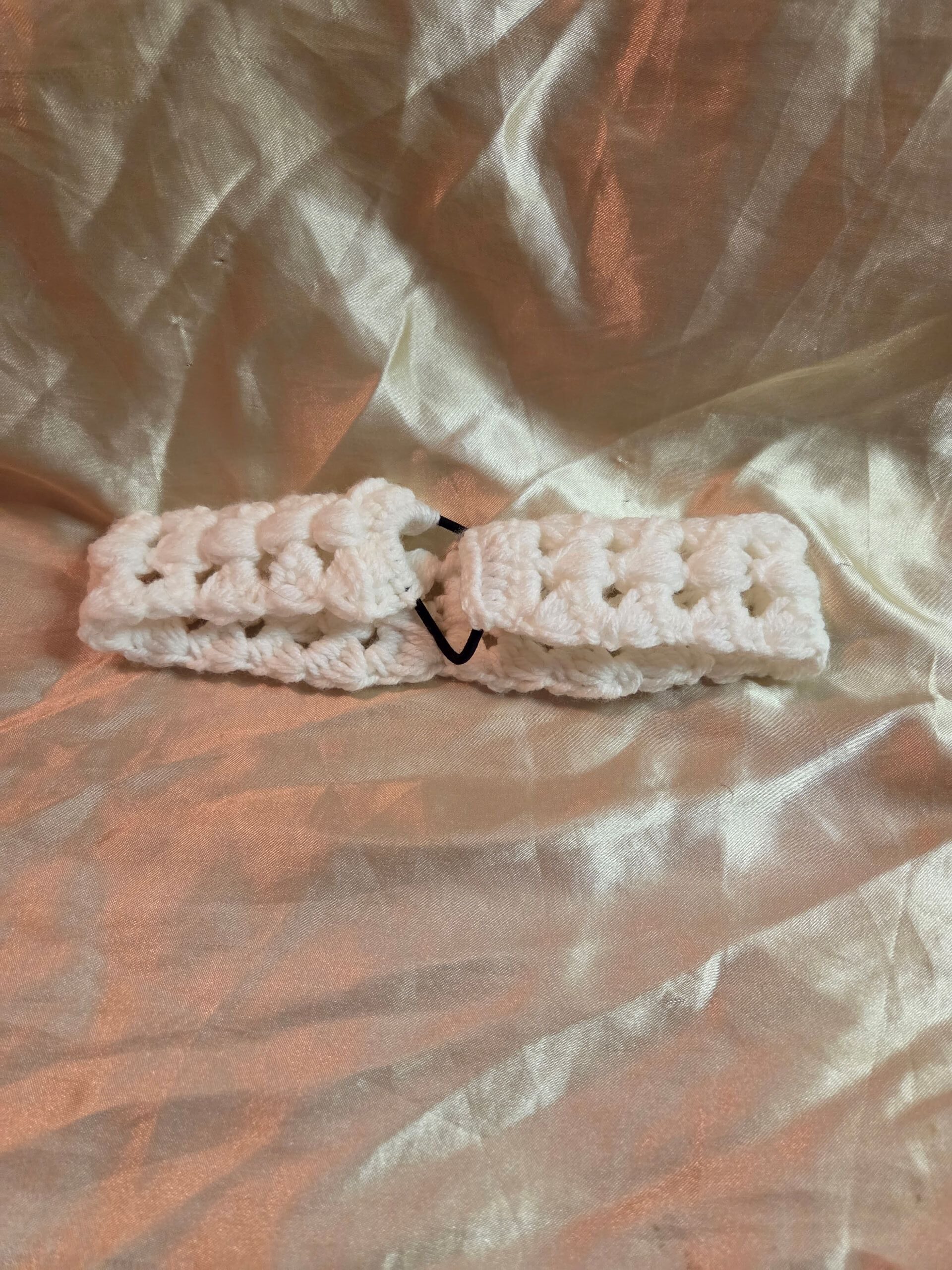 Tufted White Adult Crochet Headband - Image 2