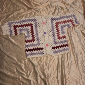 Granny Square Cropped Short Sleeve Crochet Cardigan