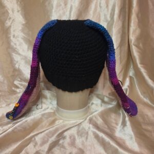 Punk Bunny Black/Multi + Silver Piercings/Chains Blue Beads Adult Hat