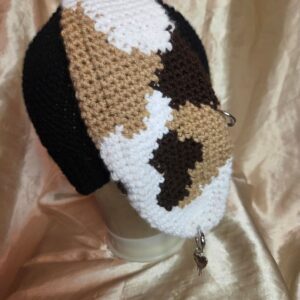 Punk Bunny Black/Pink/White/Light Brown/Dark Brown + Silver Tone Piercings Adult Hat