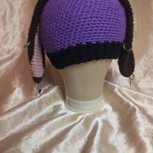 Punk Bunny Purple/Black/Pink/Brown + Silver Tone Piercings Adult Hat