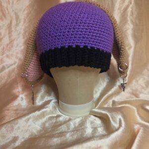Punk Bunny Purple/Black/Pink/Light Brown + Silver Tone Piercings Adult Hat