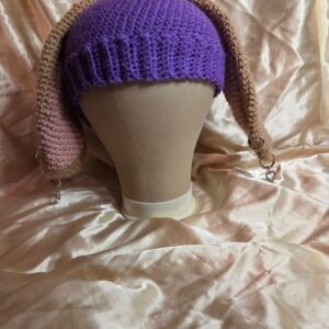 Punk Bunny Purple/Pink/Light Brown + Silver Tone Piercings Adult Hat