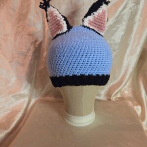 Punk Lynx Light Blue/White/Pink/Black + Gold Tone Piercings Adult Hat