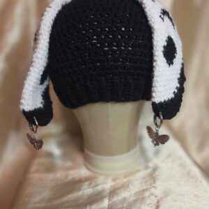 Punk Moth Black/White + Silver Tone Piercings Adult Hat