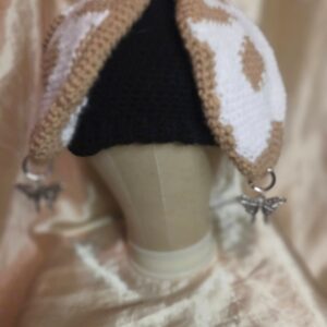 Punk Moth Black/White/Light Brown + Silver Tone Piercings Adult Hat