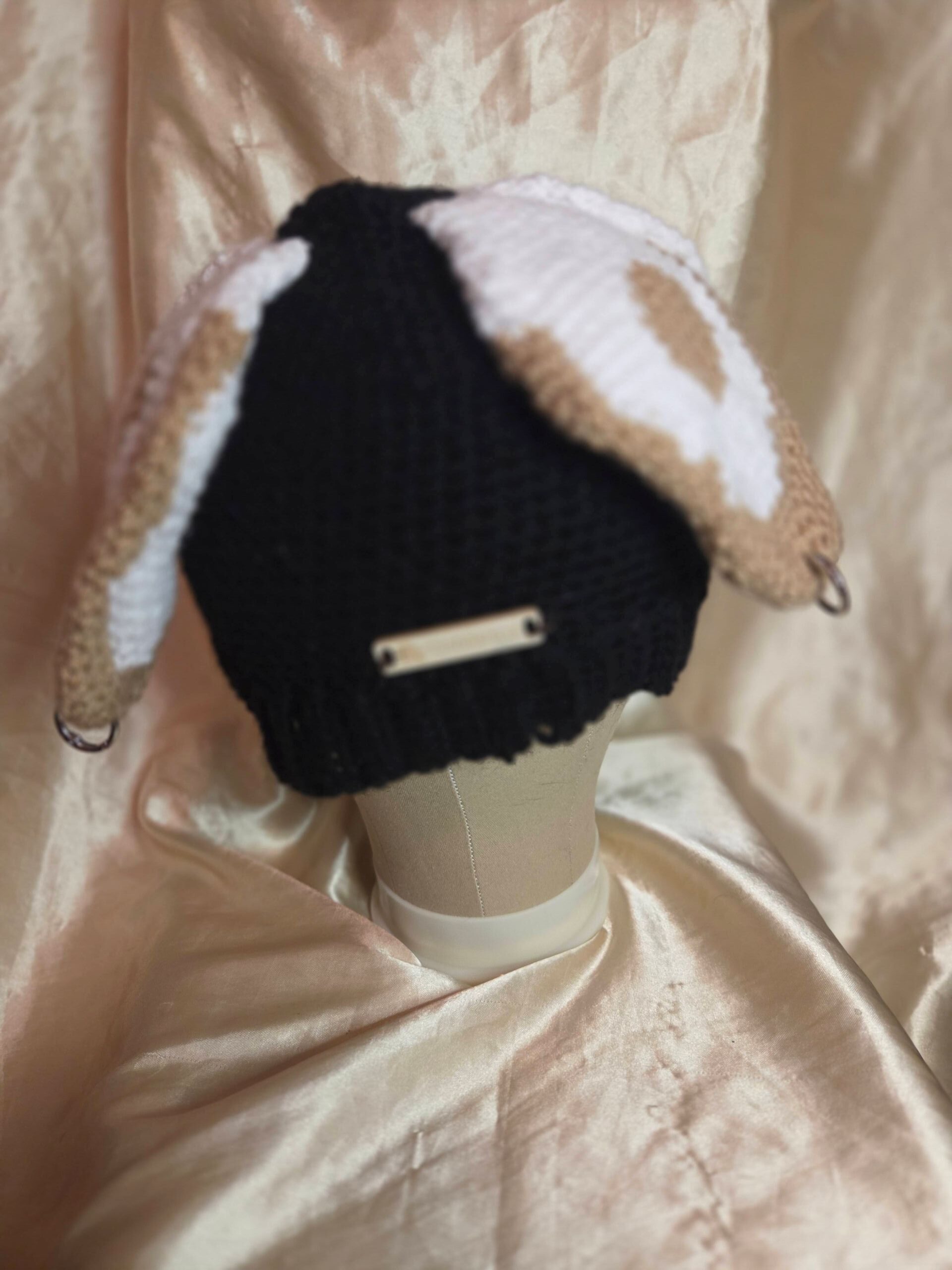 Punk Moth Black/White/Light Brown + Silver Tone Piercings Adult Hat - Image 2