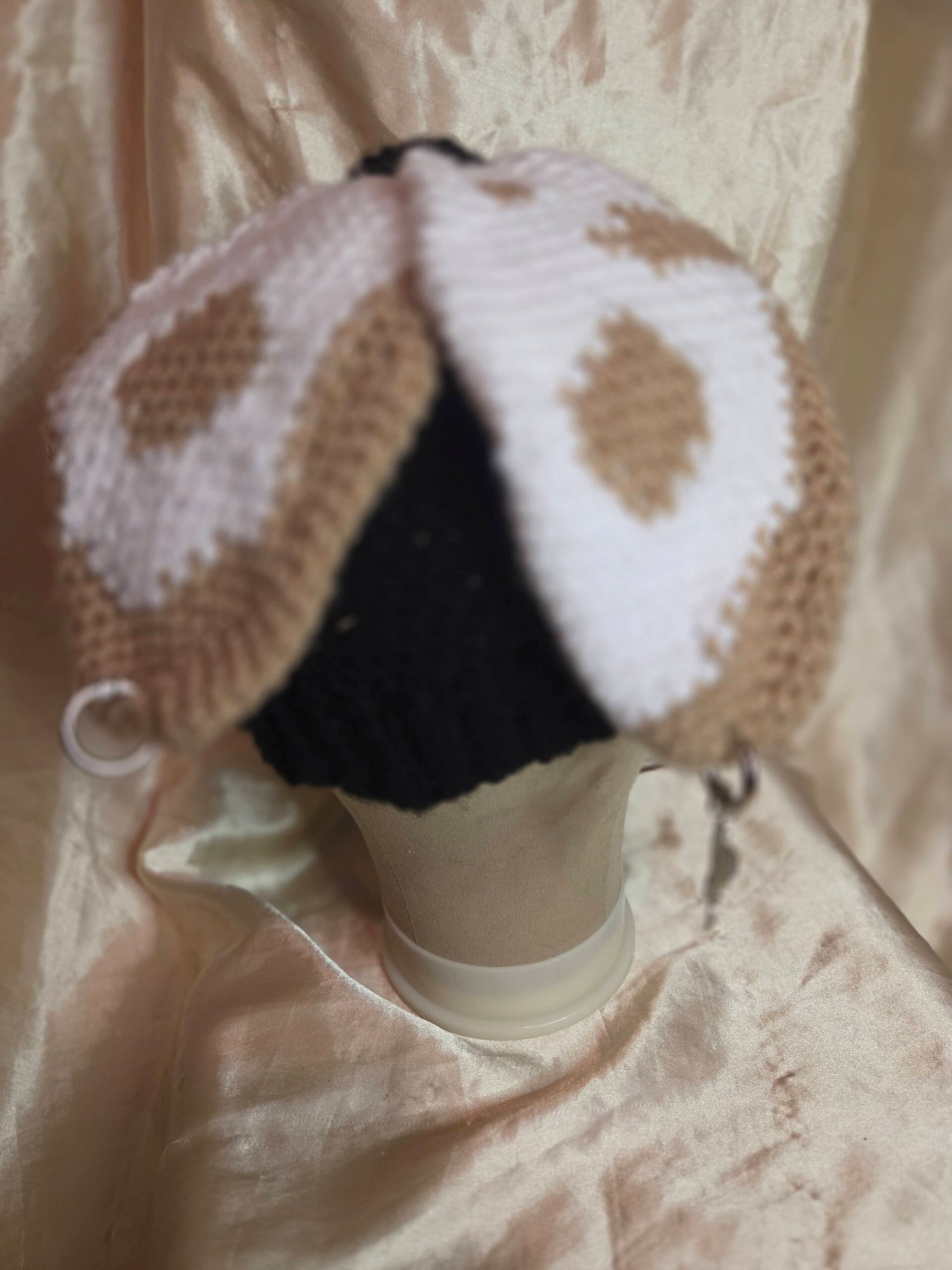 Punk Moth Black/White/Light Brown + Silver Tone Piercings Adult Hat - Image 3