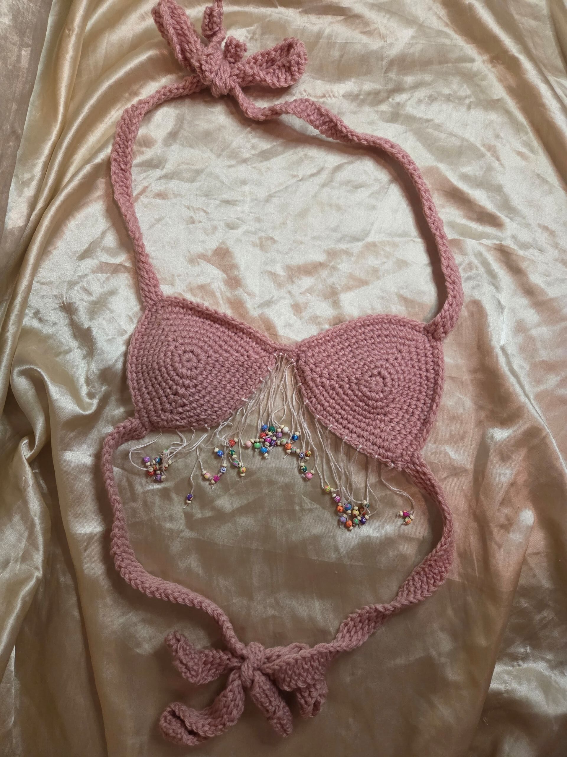 Summer Fun Tanning Pink Bikini Top